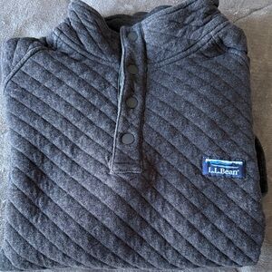 L.L. Bean Men's Dark Gray Quilted Zip-Up Sweater